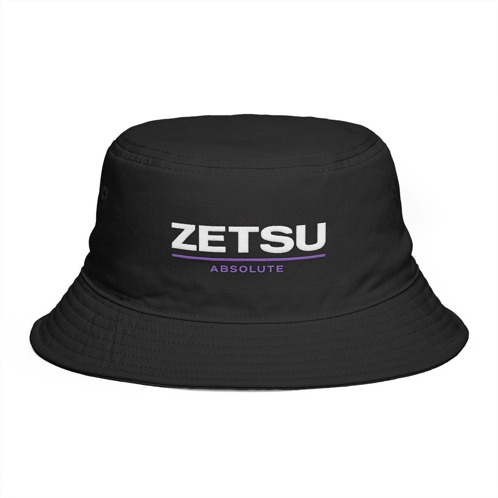 ZETSU Absolute Embroidered Bucket Hat — Black Streetwear Sun Hat